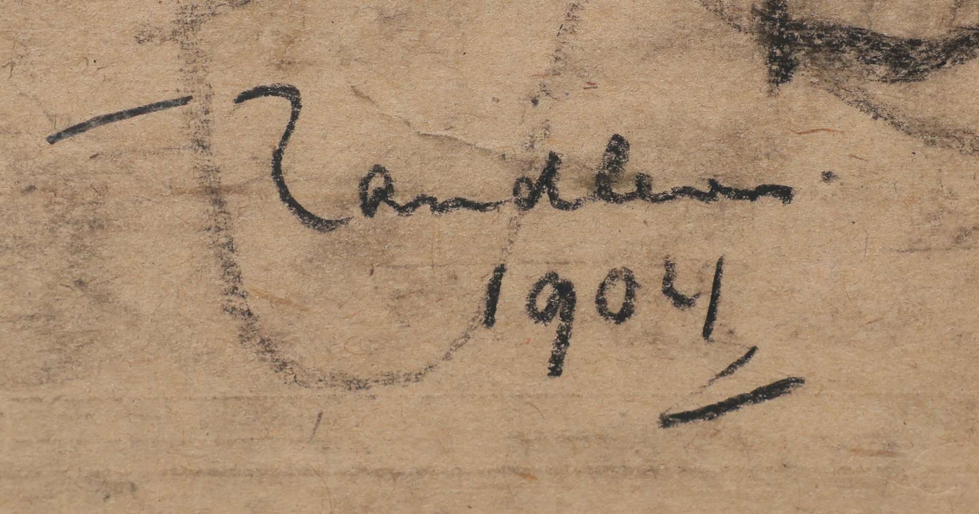 Artwork by Jan Adam Zandleven, Landwerkers en studie van handen, Made of charcoal on paper