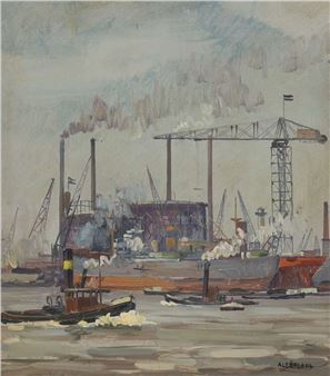 Schepen op de boeien in de Waalhaven Westzijde - Arie Leeflang