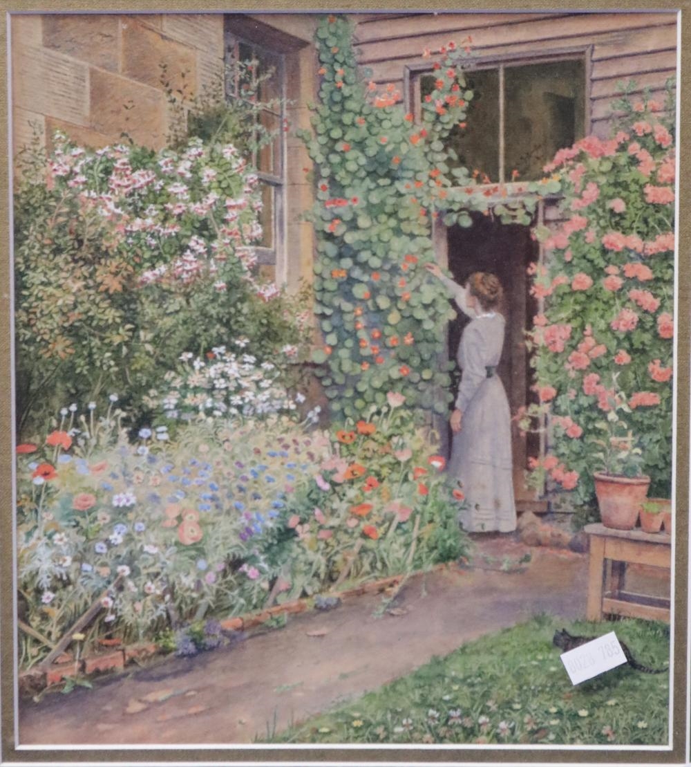 Artwork by Ethel Maude Nicholls, Garden Scene, Made of Watercolour On Board