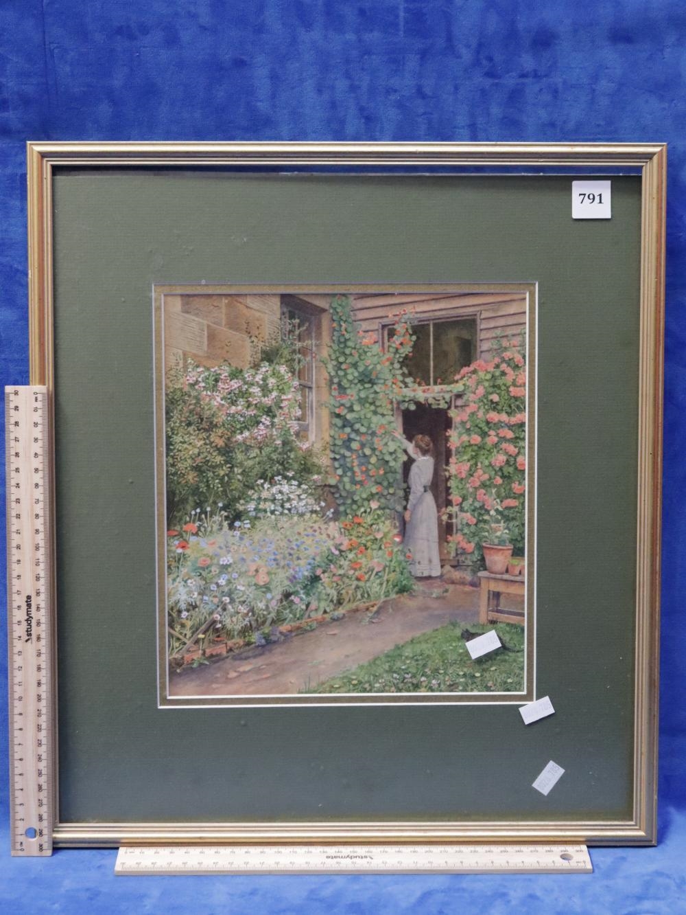 Artwork by Ethel Maude Nicholls, Garden Scene, Made of Watercolour On Board