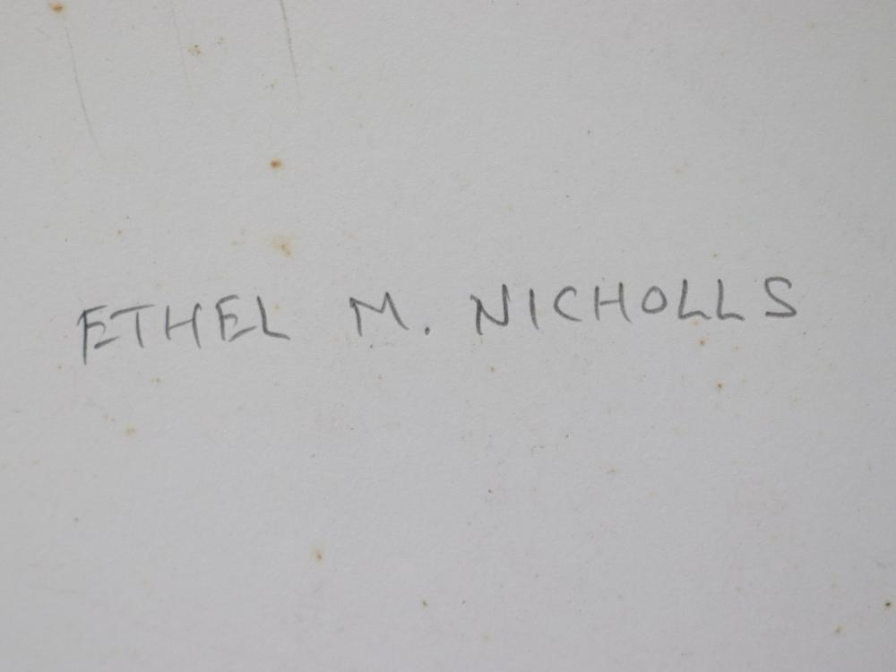 Artwork by Ethel Maude Nicholls, Garden Scene, Made of Watercolour On Board