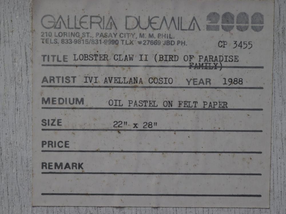 Artwork by Ivi Avellana Cosio, LOBSTER CLAW II, Made of Oil Pastel On Felt Paper