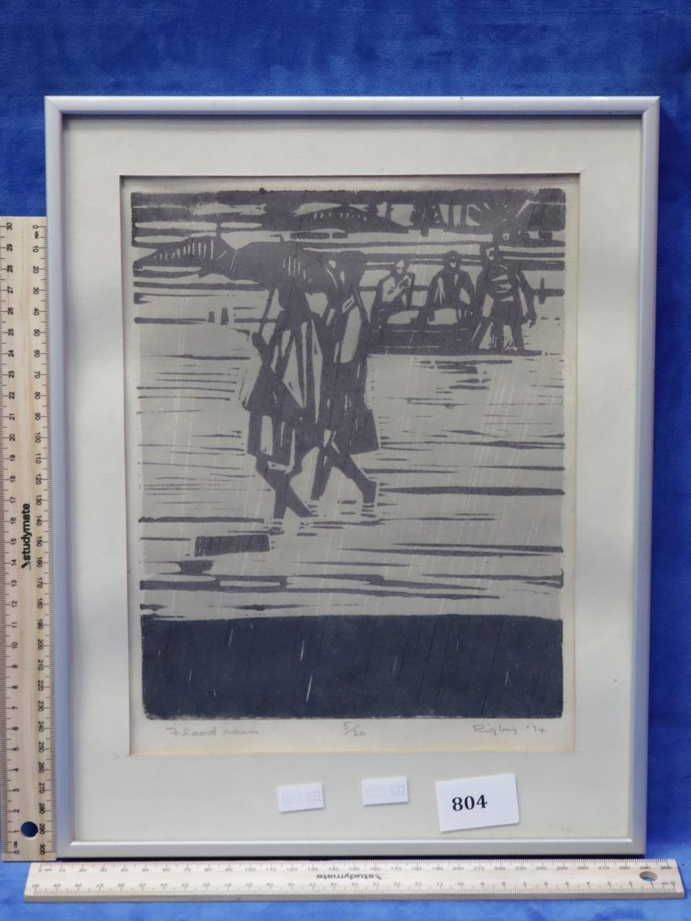 Artwork by John Rigby, FLOOD RAIN, Made of Linocut