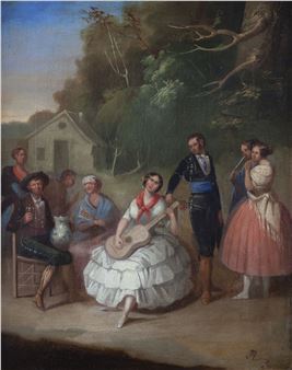 Una andaluza tocando la guitarra - Manuel Rodriguez de Guzman