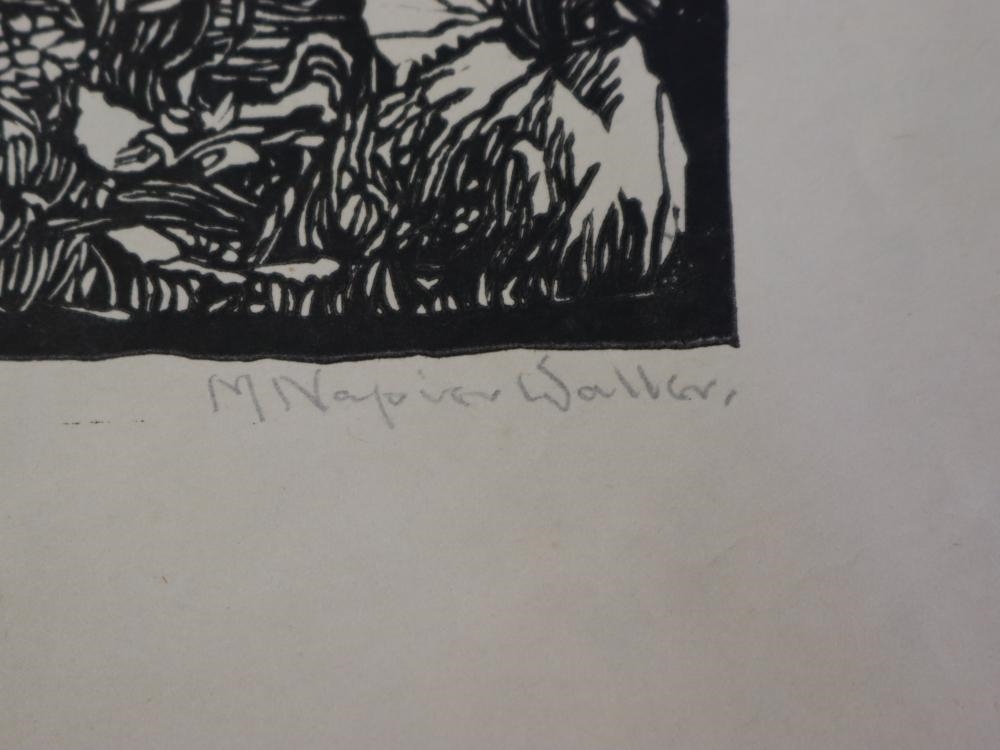 Artwork by Mervyn Napier Waller, THE QUESTING KNIGHT, Made of Lino Cut