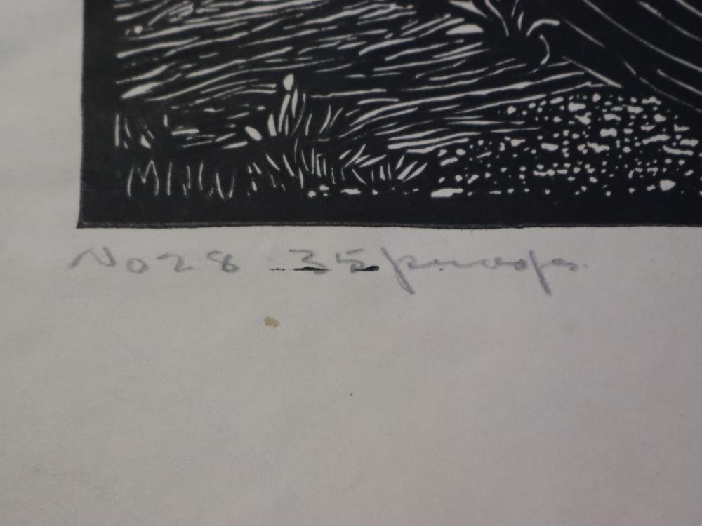 Artwork by Mervyn Napier Waller, THE QUESTING KNIGHT, Made of Lino Cut