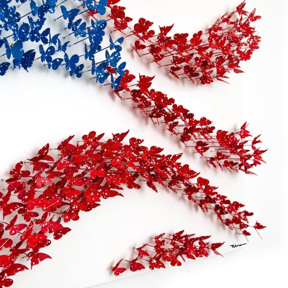 Artwork by Patricia Govezensky, Land of the Free, Made of Original 3D Metal Art On Wood