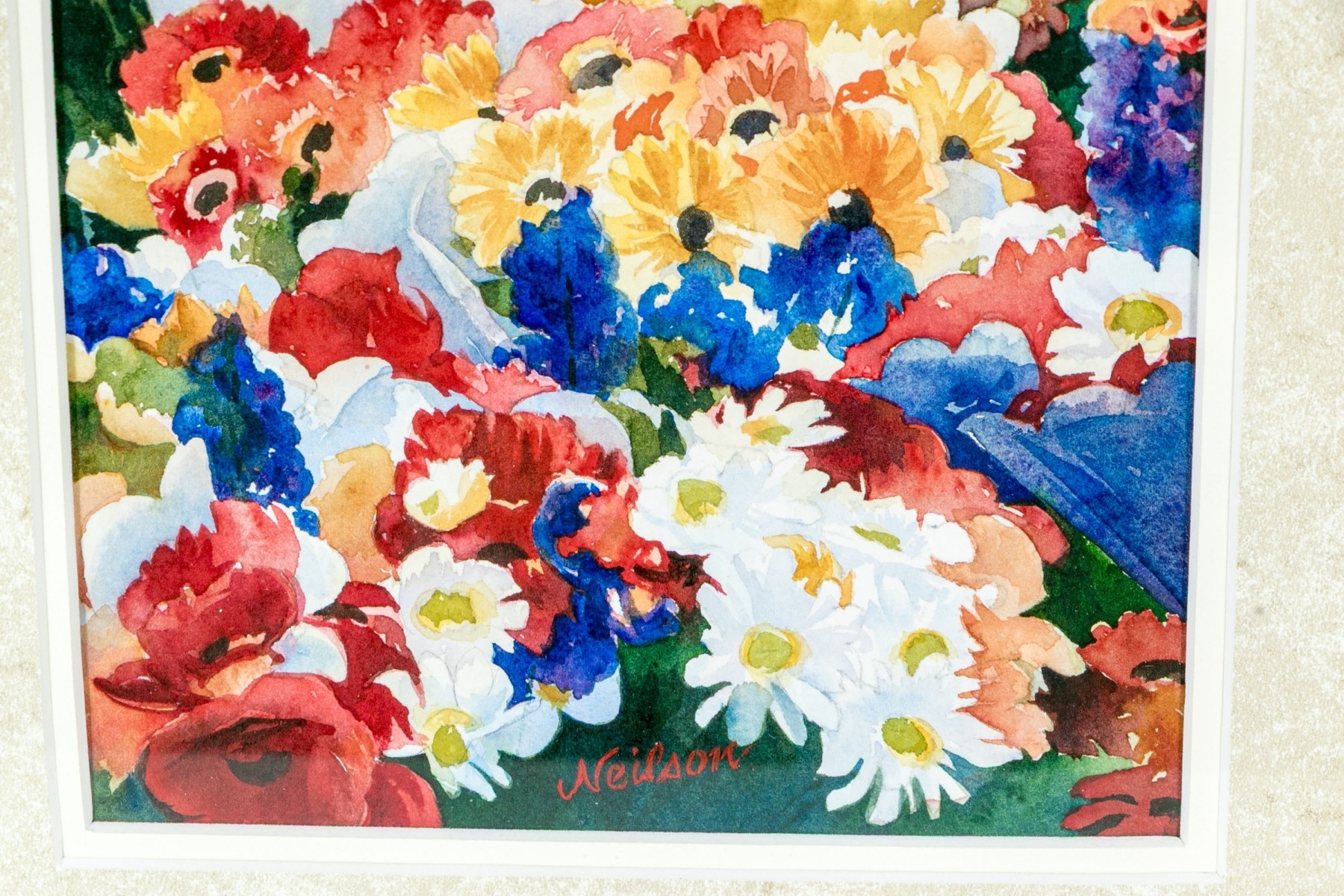 Artwork by Mary Ann Neilson, Thursday Flower Market, Uzes Provence, Made of Watercolor Painting On Paper