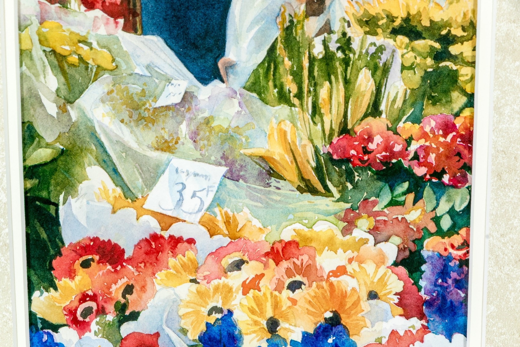 Artwork by Mary Ann Neilson, Thursday Flower Market, Uzes Provence, Made of Watercolor Painting On Paper