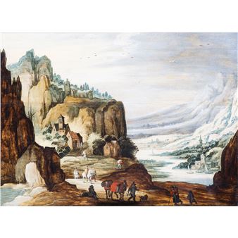 Paisaje con figuras y arquitecturas al fondo - Joos de Momper II