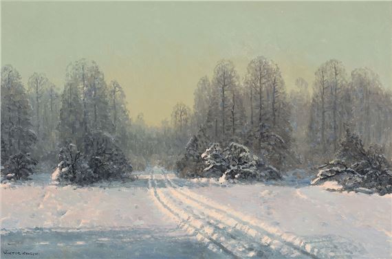 Pejzaż zimowy z drogą by Wiktor Korecki