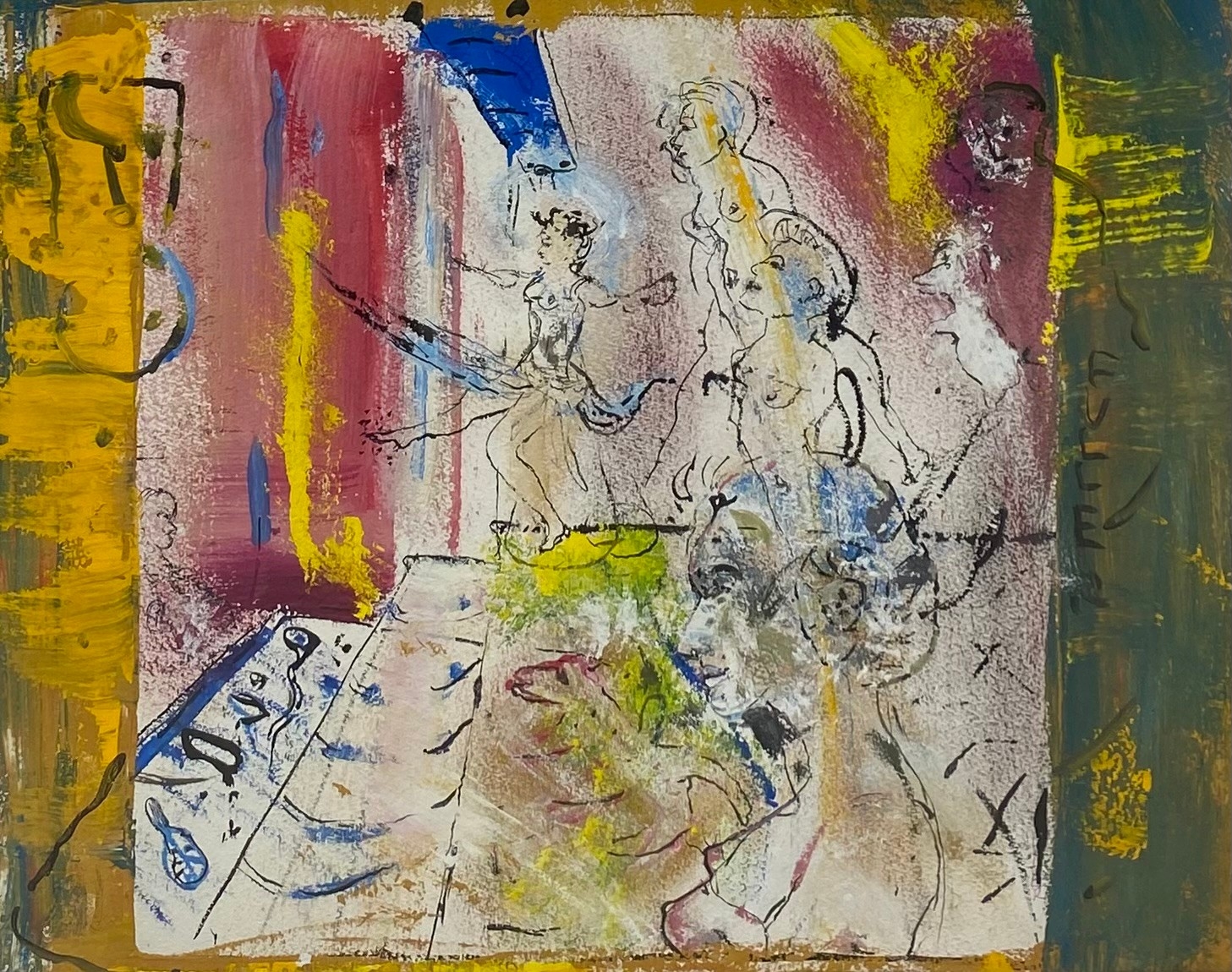 Artwork by Martin Fuller, abstract figural dancers, Made of Ink And Acrylic