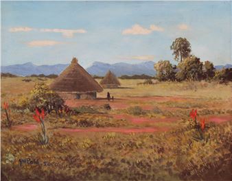 African Huts in a Rural Setting - G.W. Pohl