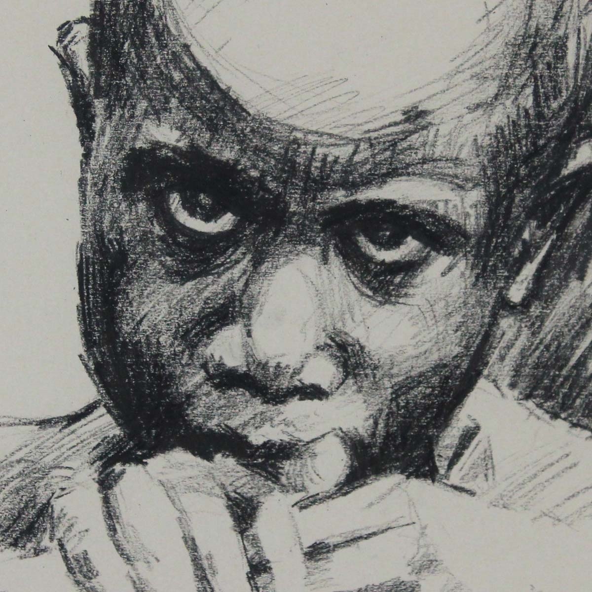 Artwork by Solomon Omogboye, Portrait of a Boy, Made of Charcoal On Paper