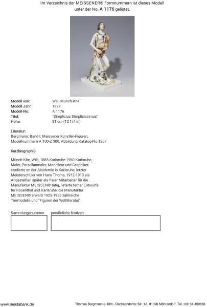 Artwork by Willi Münch-Khe, Simplicius Simplicissimus, Made of Porcelain