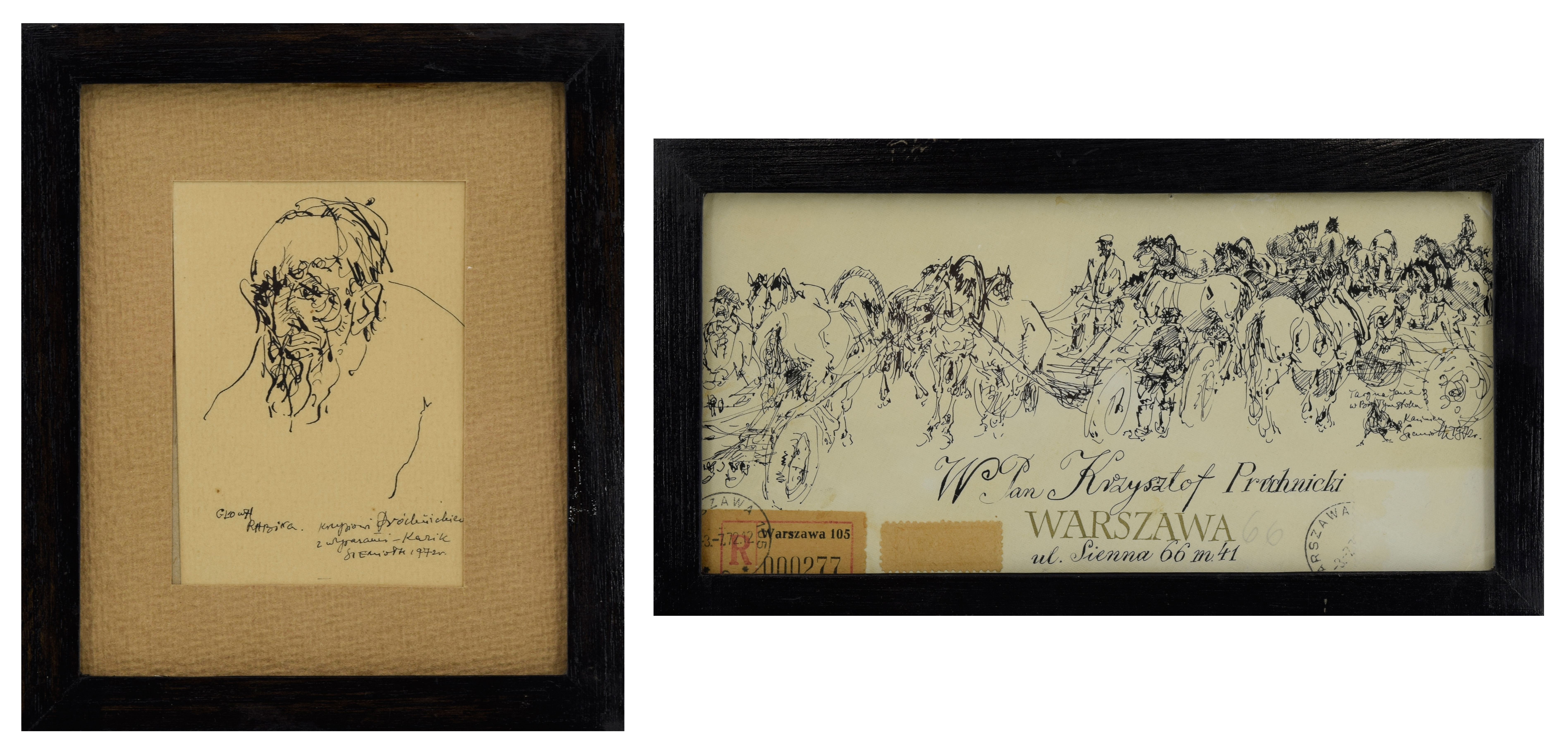 Artwork by Kazimierz Szemioth, Para prac: Rabin i Targ, Made of ink on paper