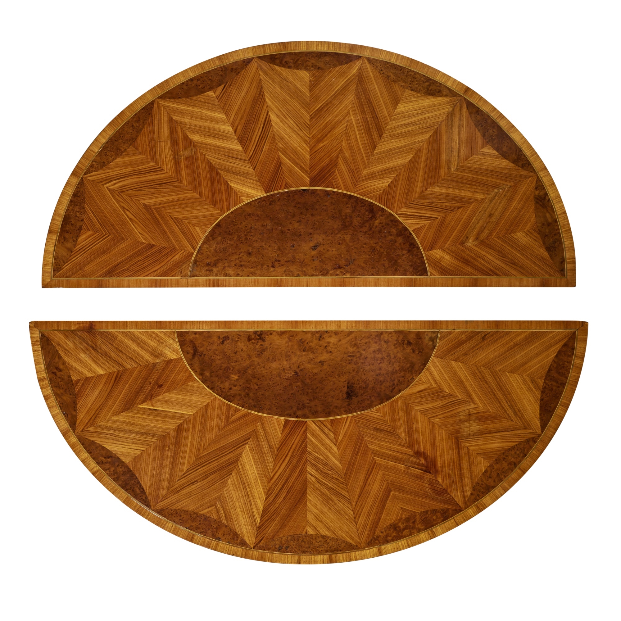 Artwork by William Moore of Dublin, A Pair of George III Gilt-Metal Mounted Satinwood, Kingwood, Tulipwood, Burr Yew and Marquetry Demilune Side Cabinets,, Made of Gilt-Metal Mounted Satinwood, Kingwood, Tulipwood,