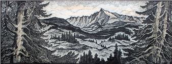 Tatras, paper/linocut, 30x82 cm - Josef Imrich