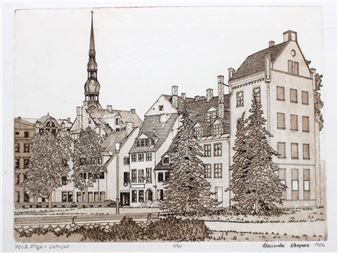Old Riga, paper/etching, 5/15, 22 - Aleksandrs Karpovs