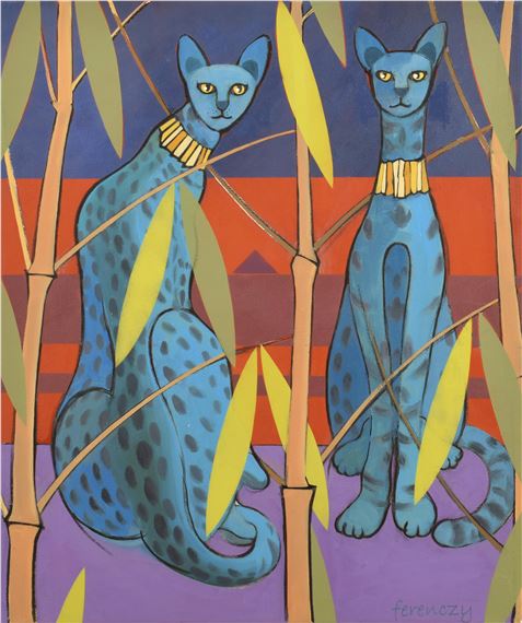 Pair of Egyptian Mau Cats - Nicholas Ferenczy