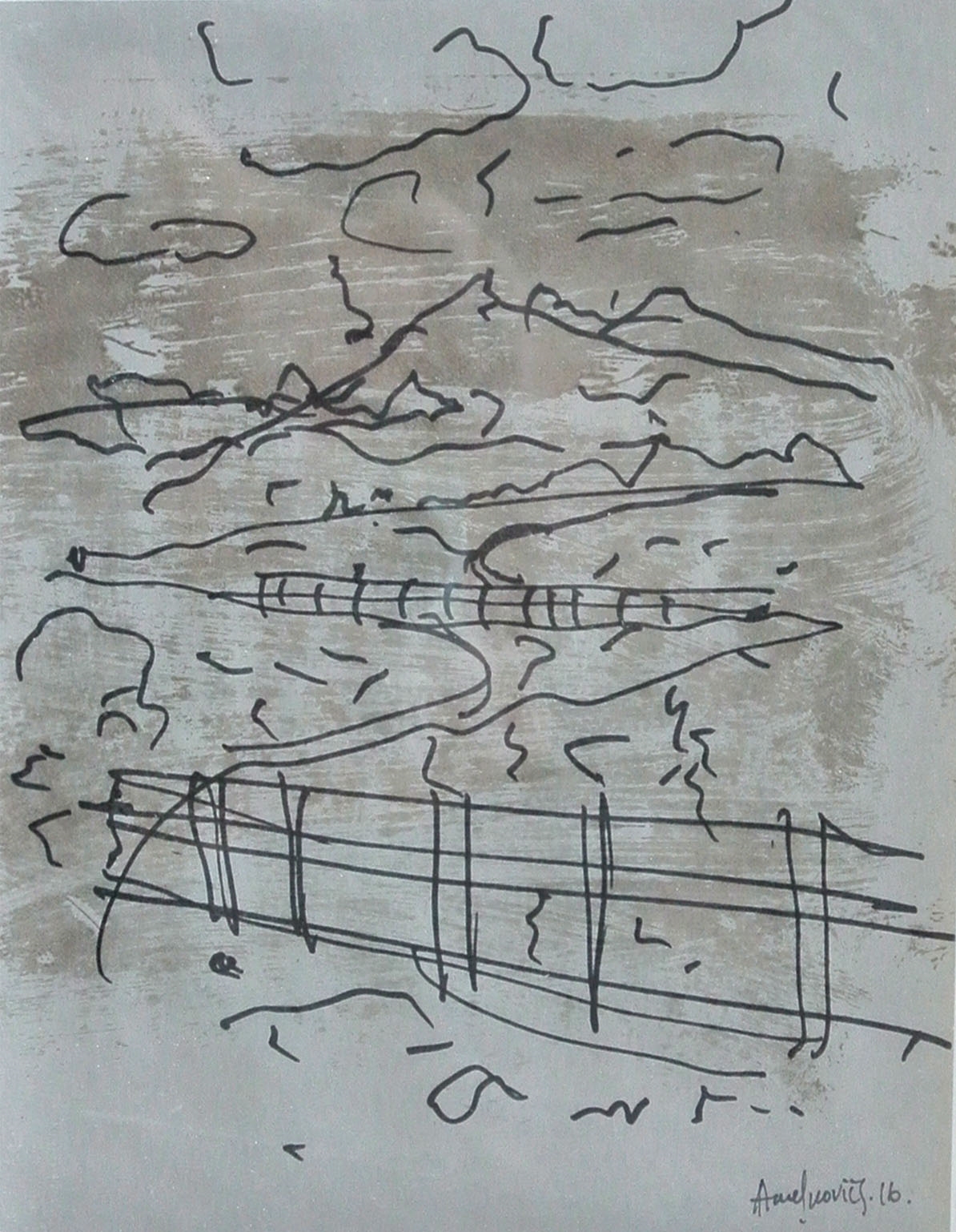 Artwork by Andrej Amelkovic, Ainava, Made of Paper, Author'S Tehnique