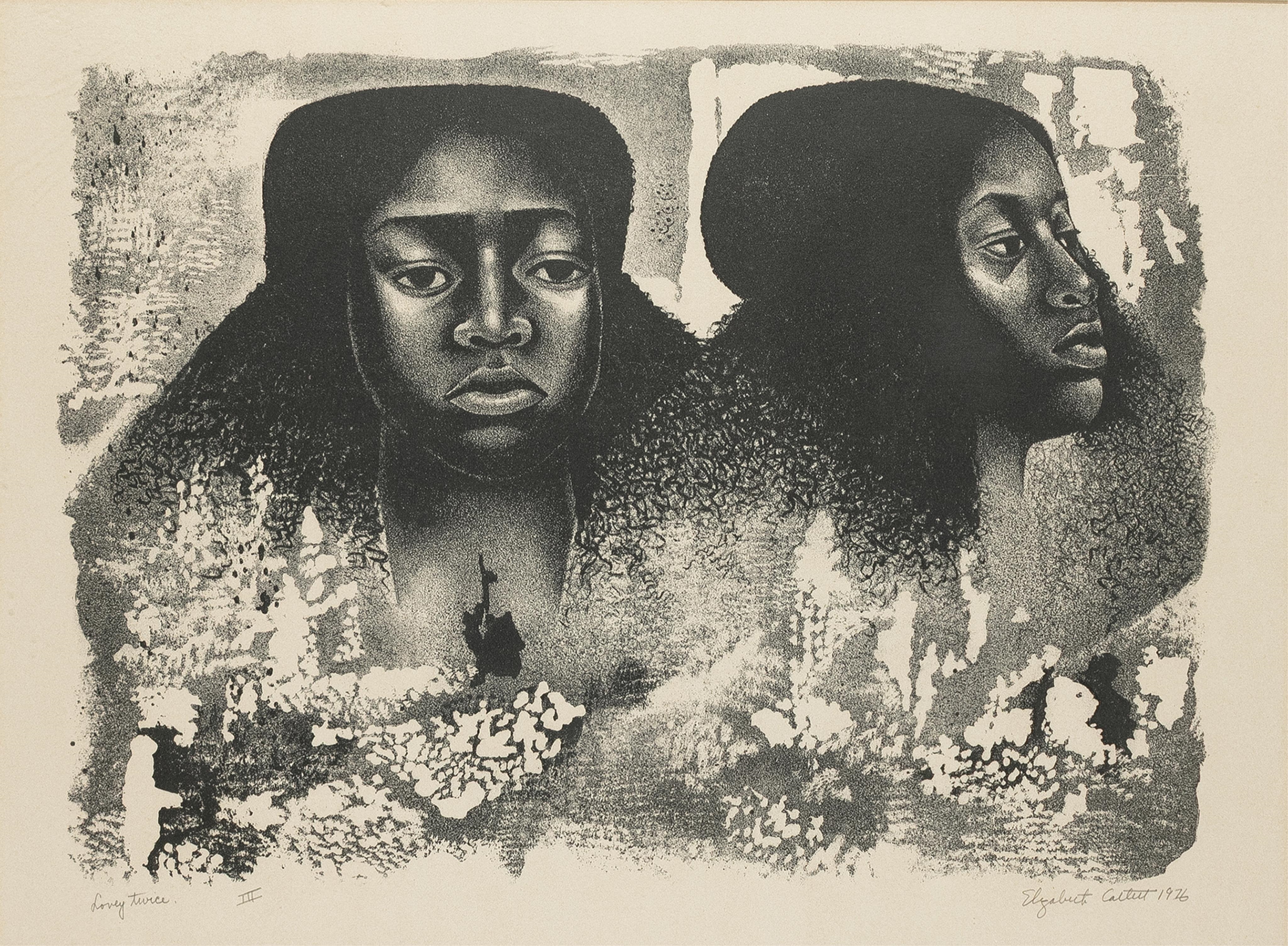 Artwork by Elizabeth Catlett, Lovey Twice, Made of Lithograph