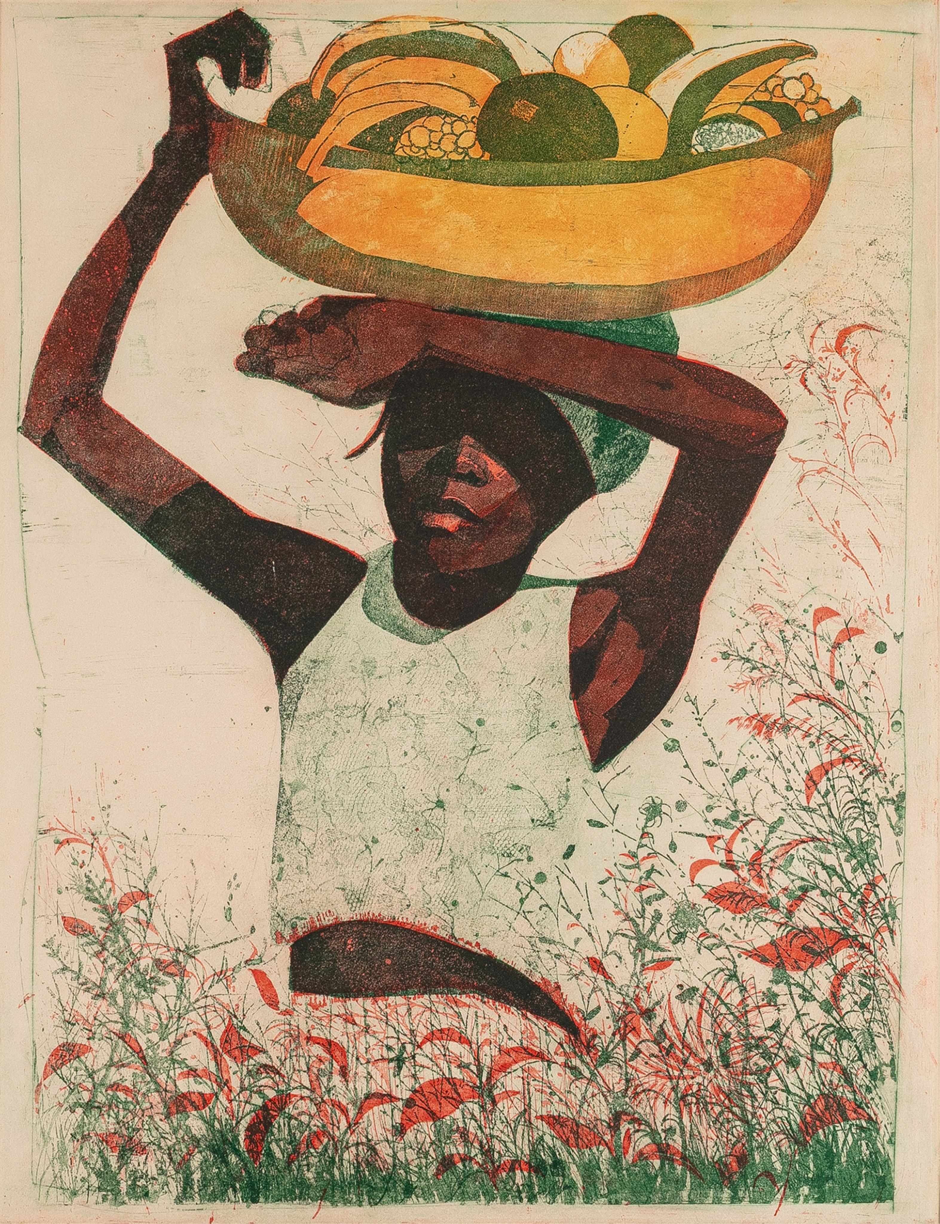 Artwork by Ernest Crichlow, Young Worker, Made of Color Etching And Aquatint