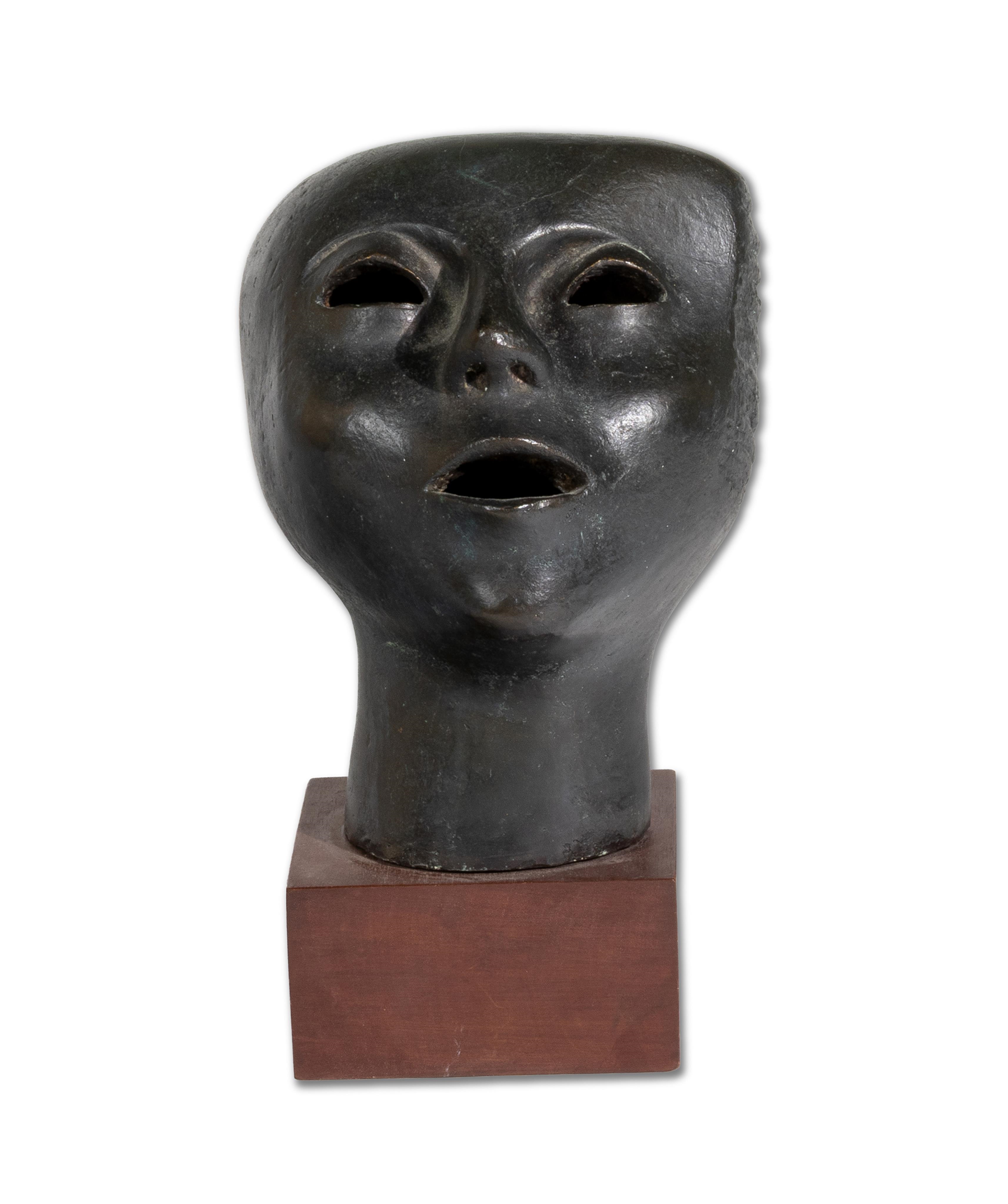 Artwork by Elizabeth Catlett, Cabeza Contando, Made of Bronze