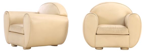 Pair of French Art Deco club chairs - Rene Drouet