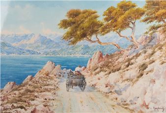 Charrette sur un chemin en bord de Méditerranée - L. Rambaud