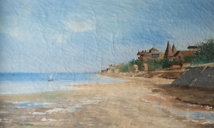 Artwork by Francis Garat, Plage sur la côte normande, Made of oil on canvas