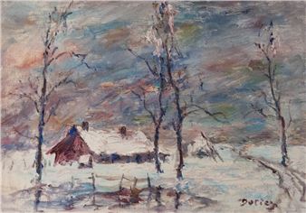 Paysage de campagne sous la neige - Julien Duriez