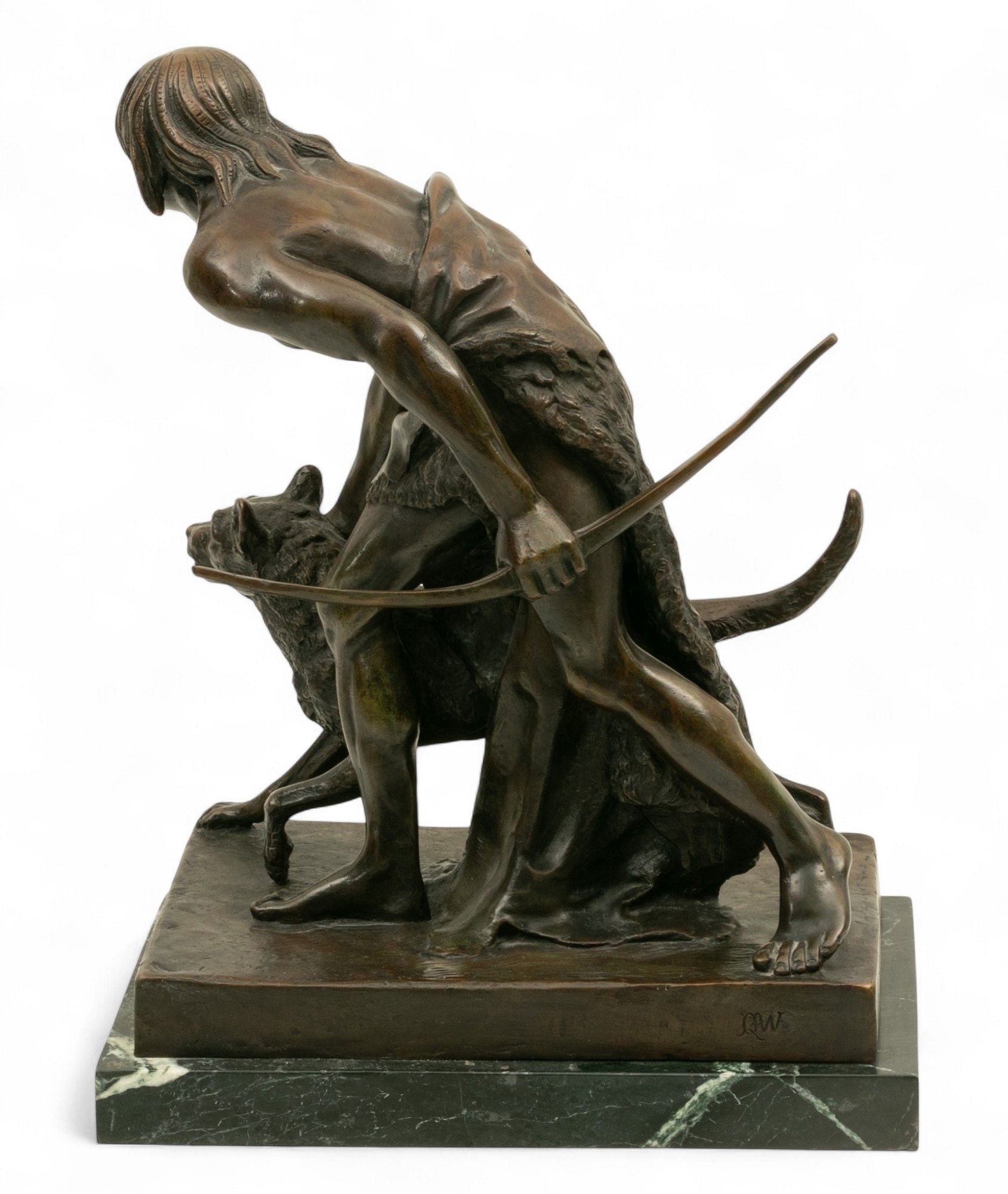Artwork by John Quincy Adams Ward, The Indian Hunter, Made of Bronze