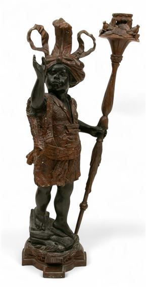 Venetian Style Bronze Palazzo Size Blackamoor Statue Late 20th C - Venetian School, 20th Century