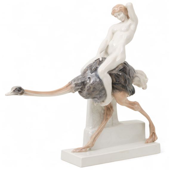 Nude woman riding an ostrich - Ferdinand Liebermann