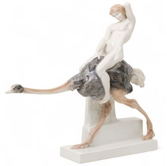 Nude woman riding an ostrich - Ferdinand Liebermann
