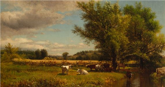 Aaron Draper Shattuck | Landscape with Cows near a Stream (Circa 1880 ...