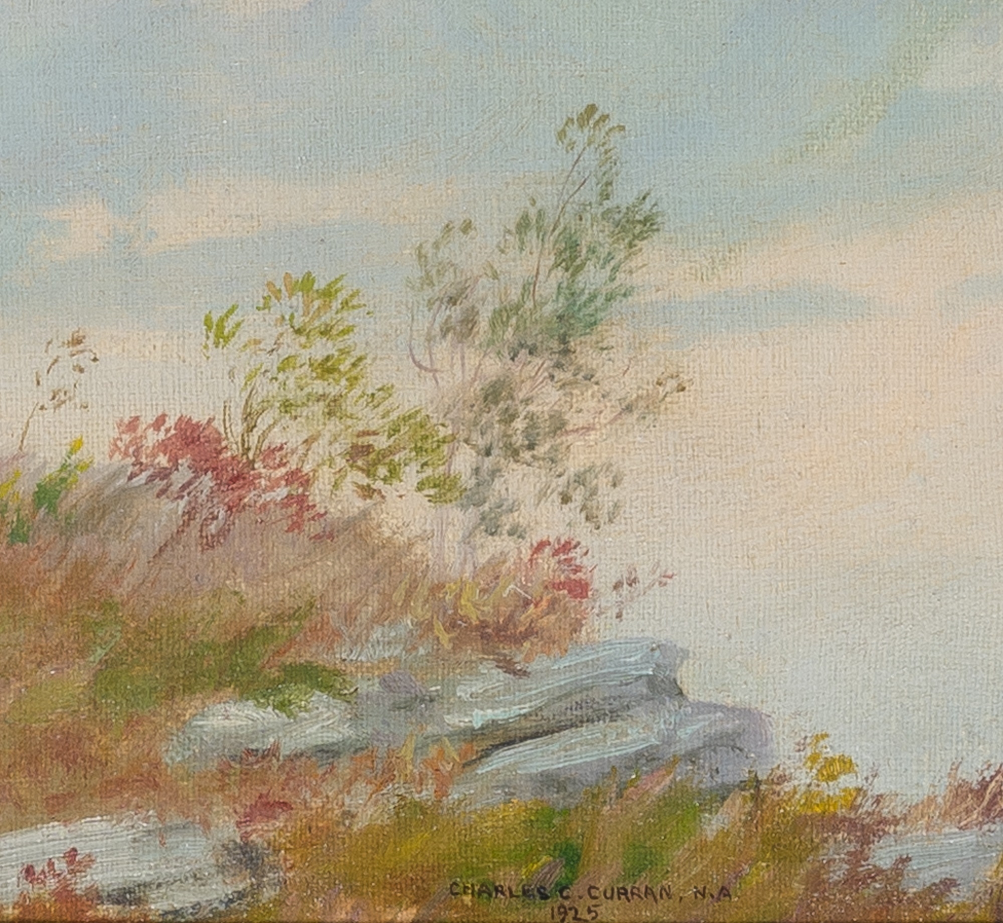 Artwork by Charles Courtney Curran, Two Ladies on the Beach, Made of Oil On Canvas Mounted To Panel