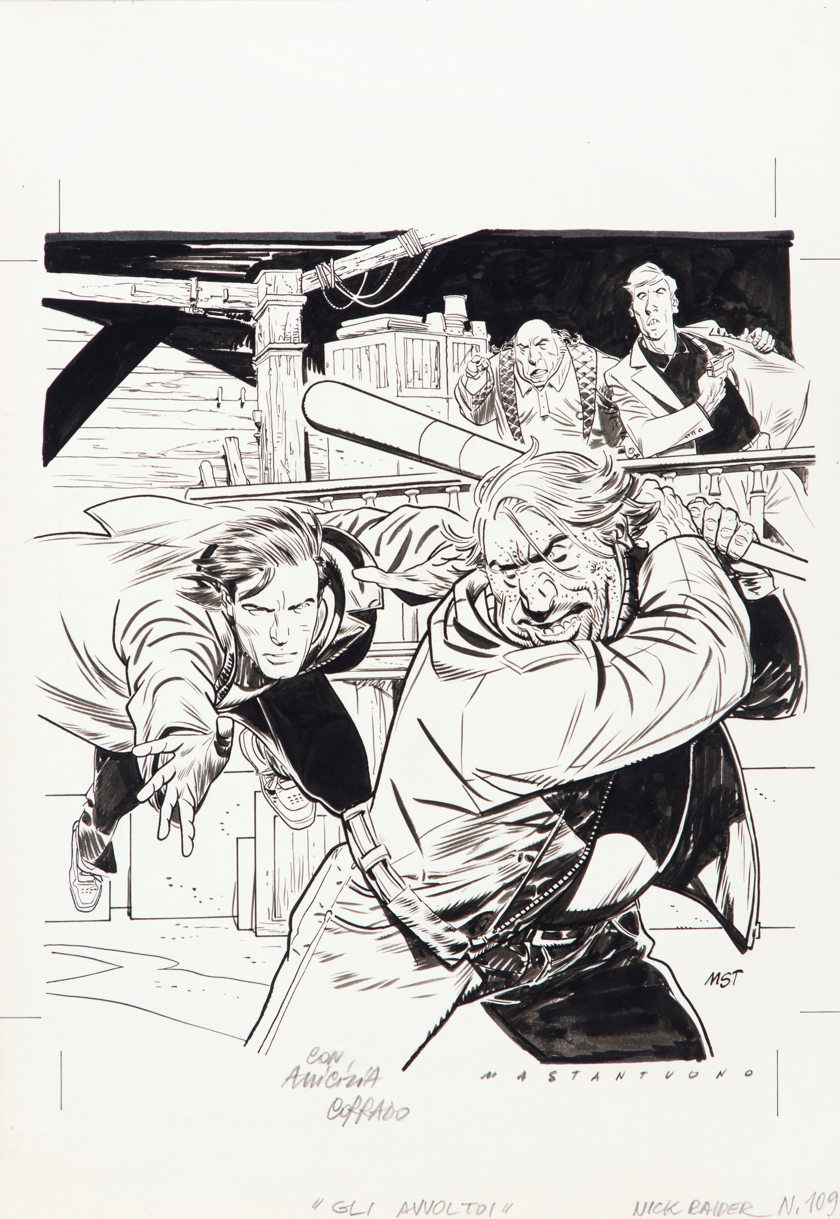 Artwork by Corrado Mastantuono, Gli avvoltoi, Made of Pencil And Ink On Thin Cardboard