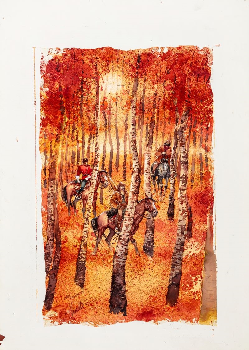 Artwork by Sergio Tisselli, Sul sentiero del tramonto, Made of Watercolor On Thin Cardboard