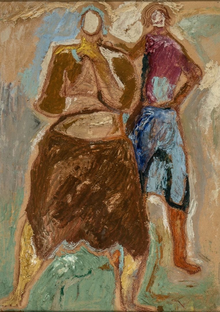 Artwork by Menyhért Tóth, Két asszony, Made of Oil on paper