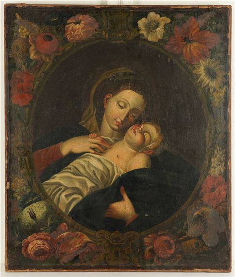 Giovanni Stanchi | Madonna and child within a floral border | MutualArt