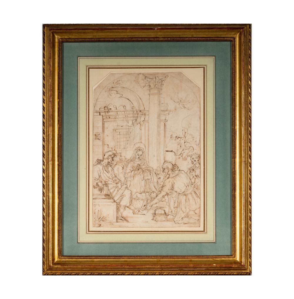 Artwork by Jacopo Chimenti, Adoration of the Shepherds, Made of Pen And Brown Ink Over Black Chalk