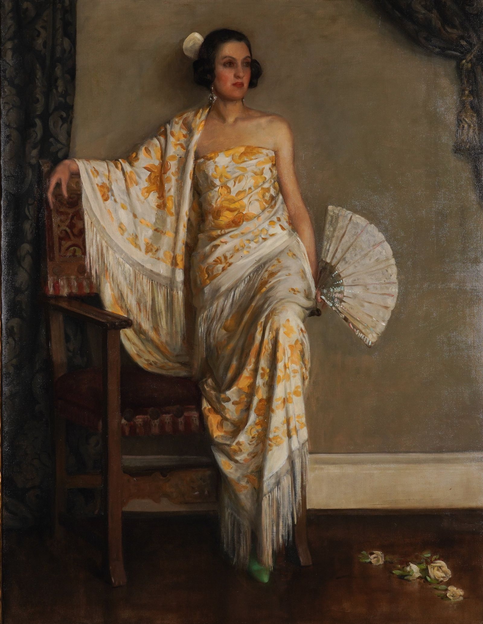 Artwork by Ernest Henry Macandrew, The Spanish Shawl, Made of Oil On Canvas