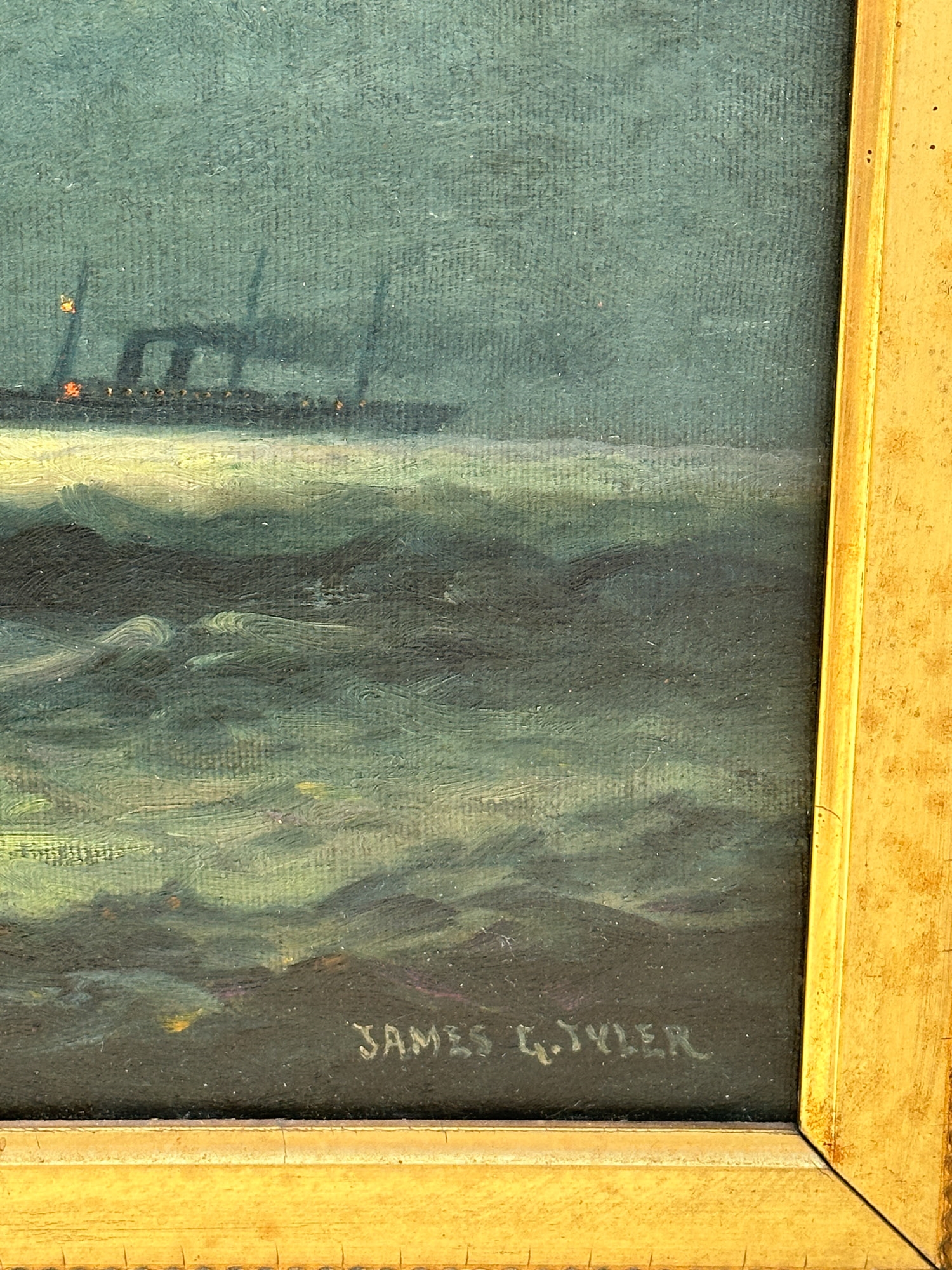 Artwork by James Gale Tyler, Moonlight Sail, Made of Oil On Canvas