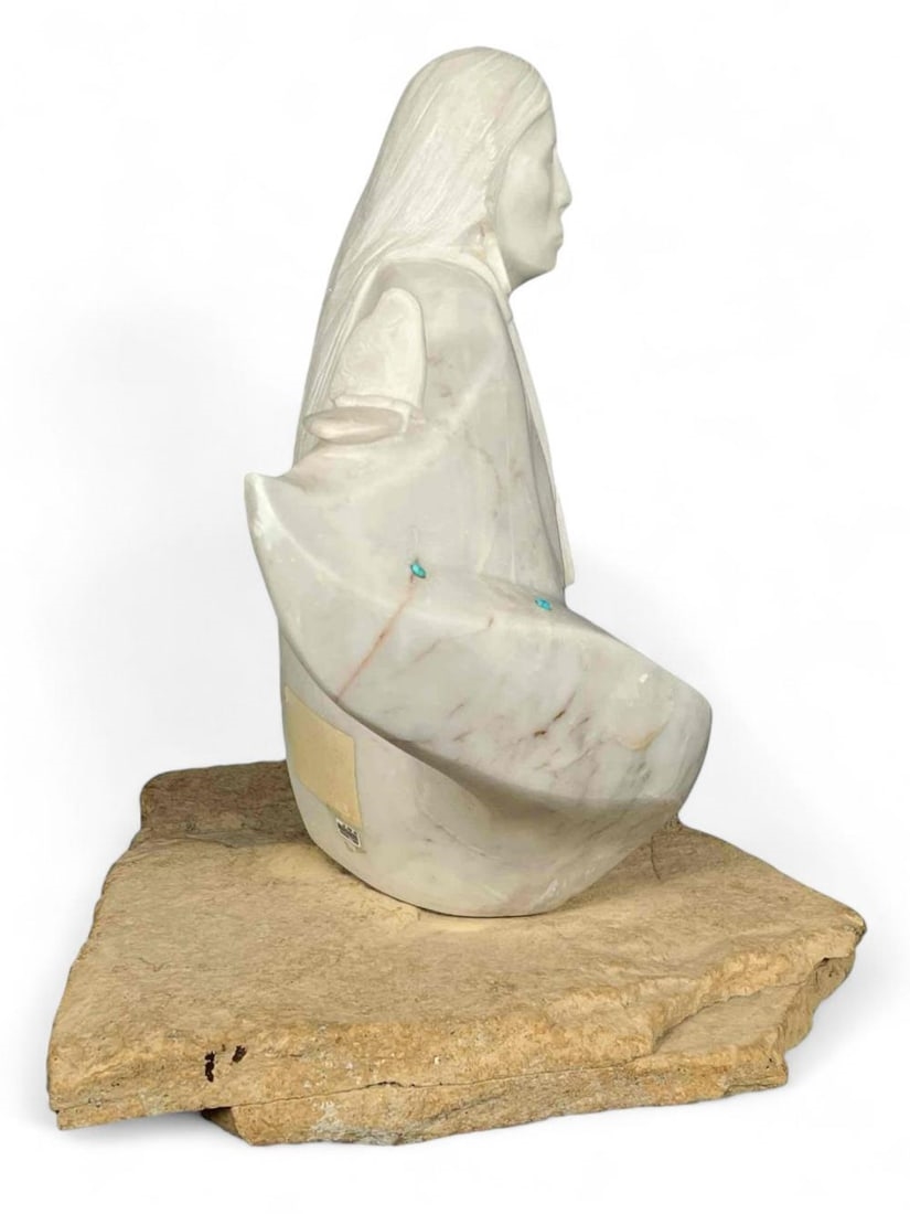 Artwork by Michael J. Chee, Woman With Butterflies, Made of Marble & Turquoise