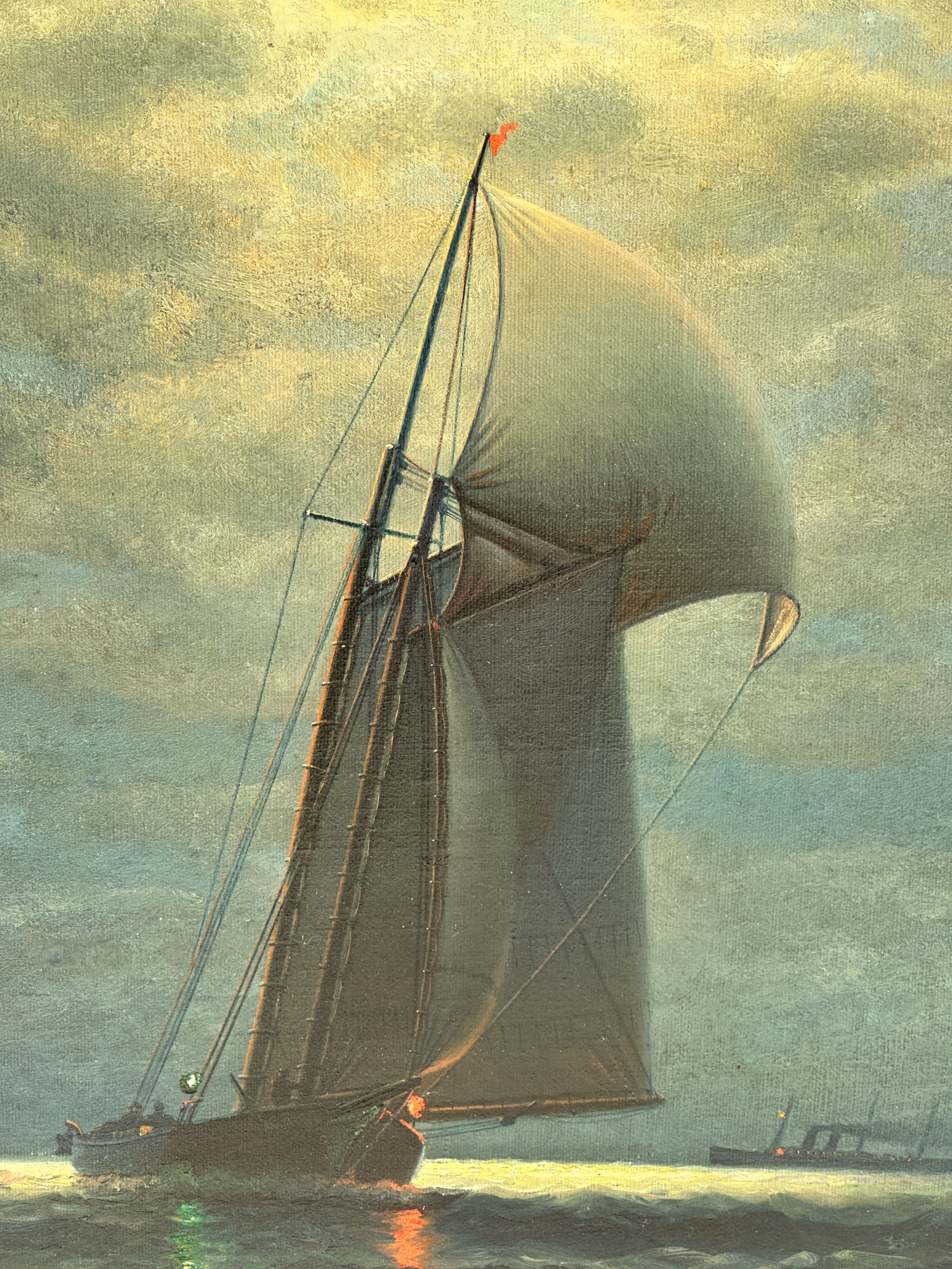 Artwork by James Gale Tyler, Moonlight Sail, Made of Oil On Canvas