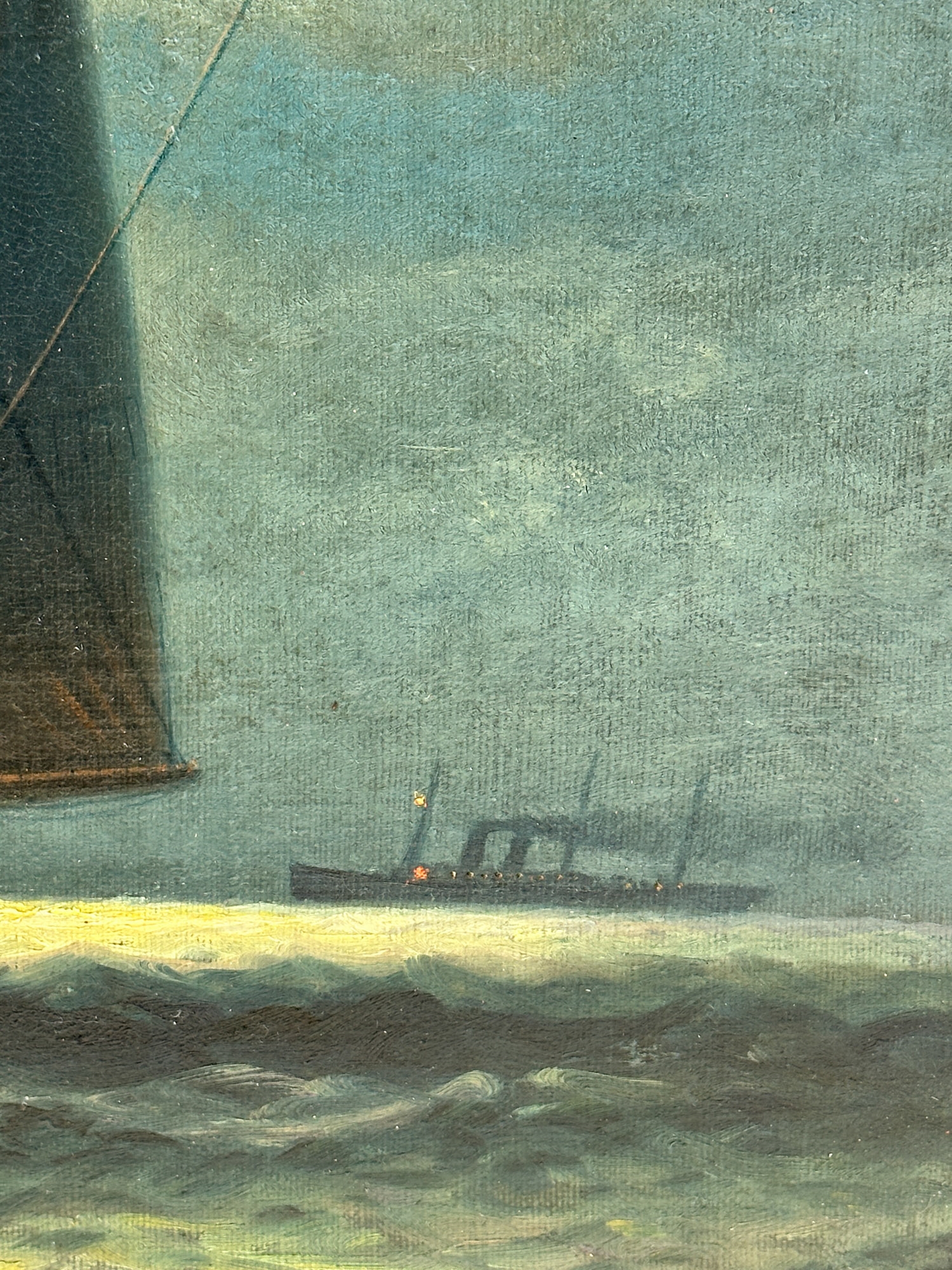 Artwork by James Gale Tyler, Moonlight Sail, Made of Oil On Canvas