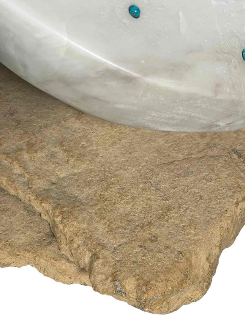 Artwork by Michael J. Chee, Woman With Butterflies, Made of Marble & Turquoise