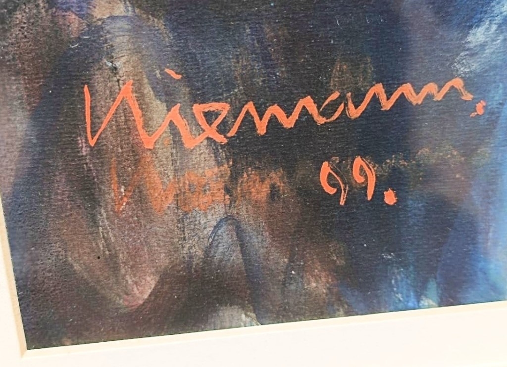 Artwork by Hennie Niemann Junior, GILT WOODEN FRAMED PAINTING OF A WOMAN SITTING SIGNED BY ARTIST BEHIND GLASS SIGNED BY WELL KNOWN ARTIST HENNIE NIEMAND JUNIOR